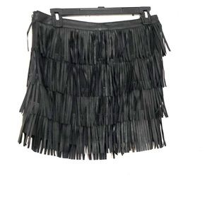 Forever 21 black Fringe vegan leather skirt